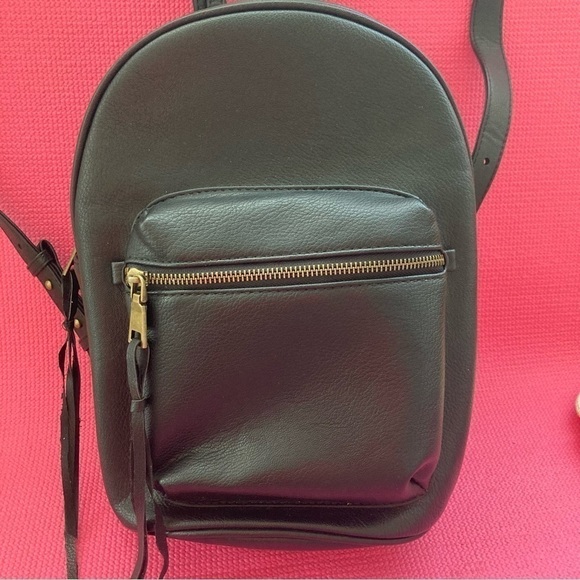 G.H. Bass and Company Small Black Faux Leather Backpack Daypack  12” x 9” - Picture 1 of 12